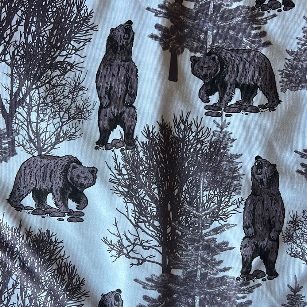 Waggle Golf Brown and White Bear Print Polo Shirt - Picture 4 of 5